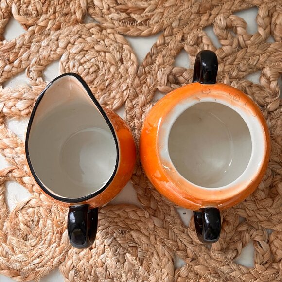 Vintage Lustre Ware Creamer and Sugar Bowl: Slovakian Art Deco Decor - Picture 3 of 9